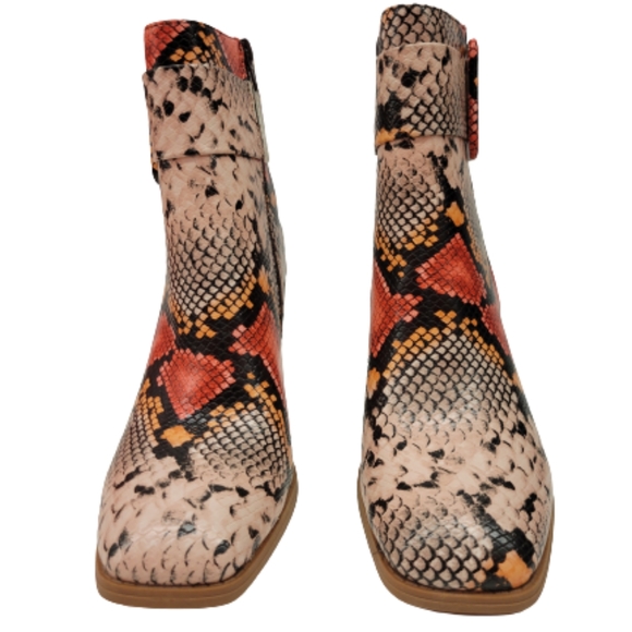 Pierre Dumas Cammy 3 Snakeskin Faux Leather Print Tan Orange Ankle Boot Sz 7.5 - Picture 7 of 12